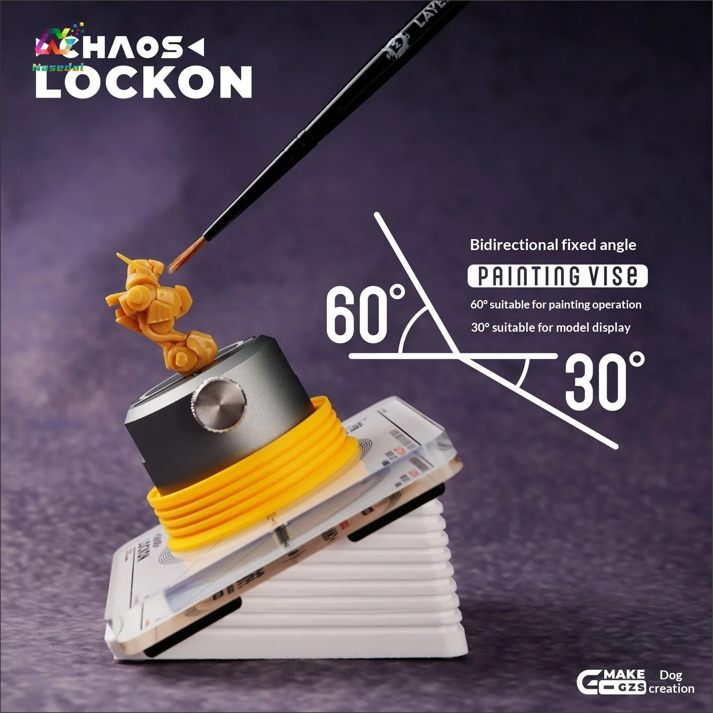 GZS Studio CHAOS 30° 60° Rotating Painting Vise for Gundam Military Scale Model Painting Tools Magnetic Base DIY Hobby Craft