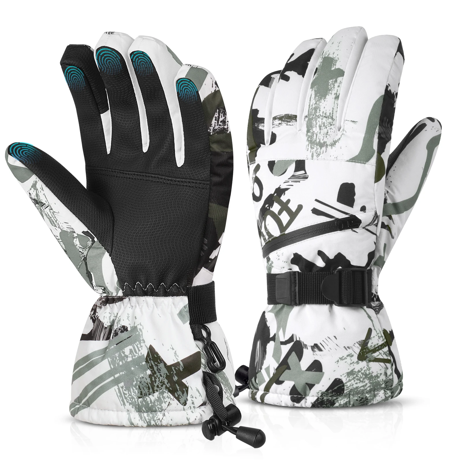 Ski Gloves Men Women Waterproof, Touchscreen Snow Gloves, Snowboard Gloves for Cold Weather