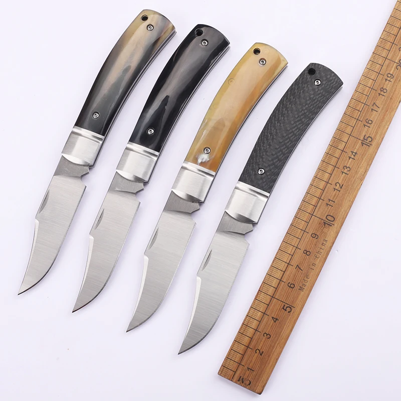 

2025 New Type Horn Handle D2 Steel Outdoor Camping Hiking Fishing Folding Collection EDC Fruit Tool Knife