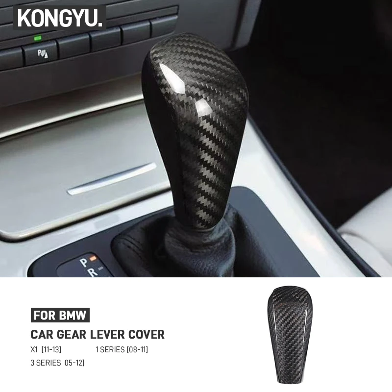 

Real Carbon Fiber Gear Shift Knob Cover Trim For BMW 1 3 Series X1 E81 E82 E87 E88 E90 E91 E84 E90 E92 E93 E60 E61 E63 F01 E65