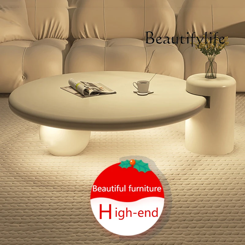 

u X Lamps Modern Round Simple Table Nordic Smart Glamour Premium Design Coffee Tables Small White Cute Mesa De Centro Furniture