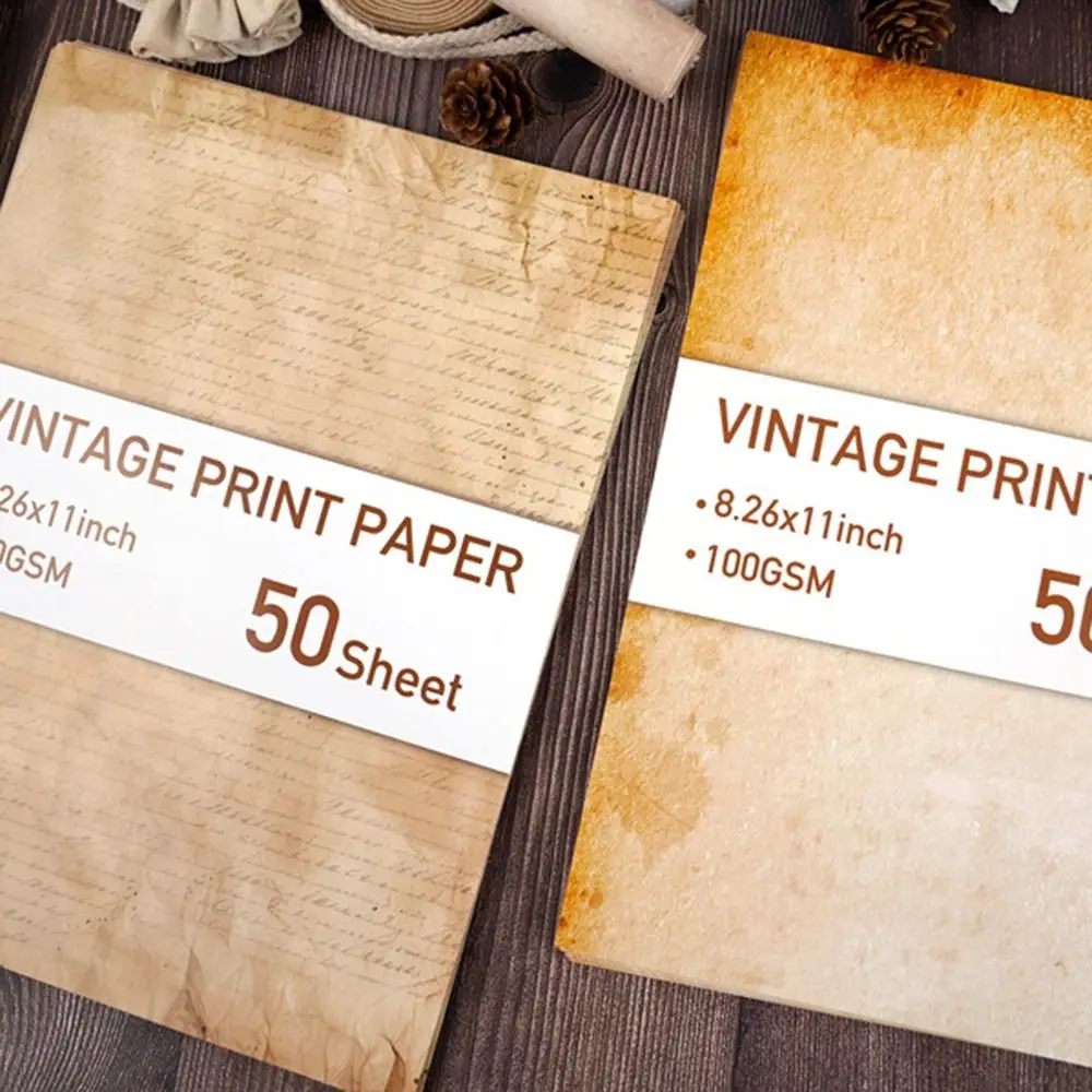 

50 Sheets Vintage Stationery Writing Paper Classical Simple Literary Scrapbook Letter Paper DIY Crafts Drawing Paper