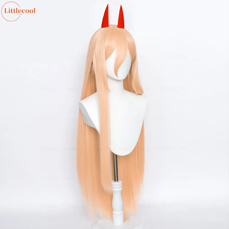 High Quality Power Wig Makima Power Wigs 100cm Long Pink Orange Heat Resistant Synthetic Hair Anime Cosplay Wig + Wig Cap