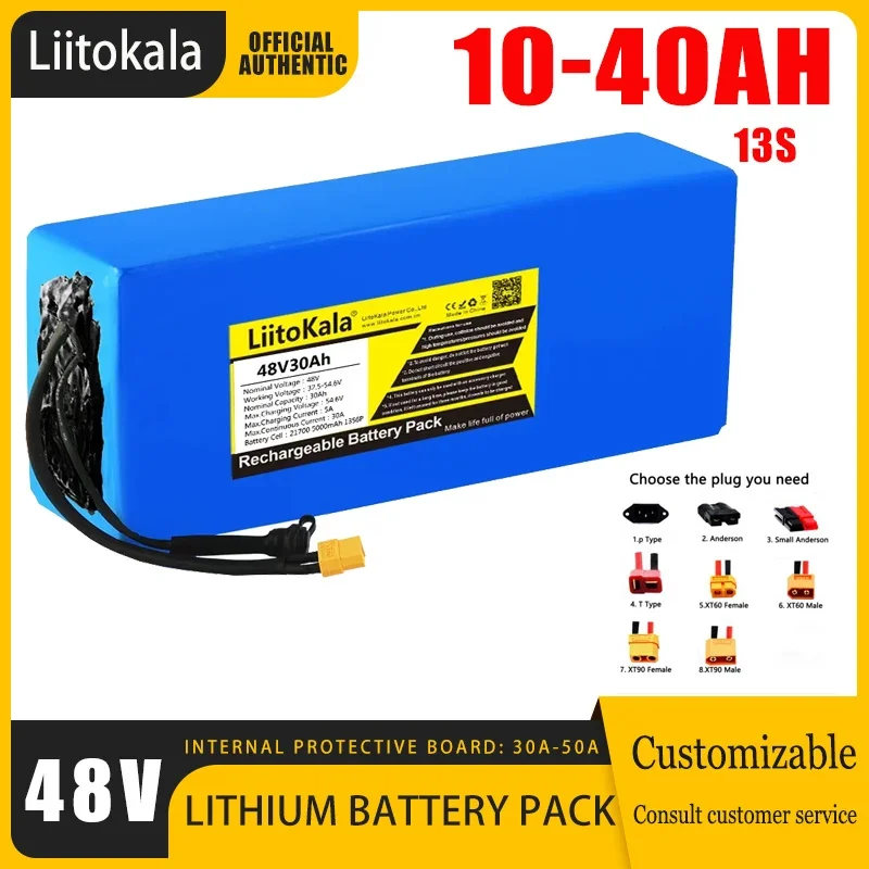 LiitoKala 48V 30Ah 40Ah 10Ah 12Ah 15Ah 20Ah 24Ah 36Ah E-Bike  Battery Pack For Electric bike Electric Scooter