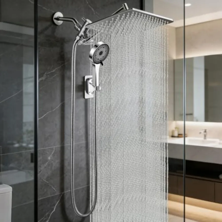

Shower Head Rain Shower Head with Adustable Extension Arm Detachable Rina Shower Head with Handheld Spray High Pressure Shower