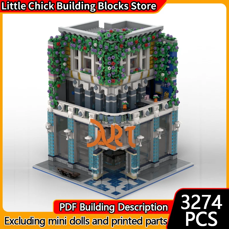 

City Street View Model MOC Building Bricks Art Gallery With Cafe Modular Technology Children Holiday Gifts Assemble Toys Suit