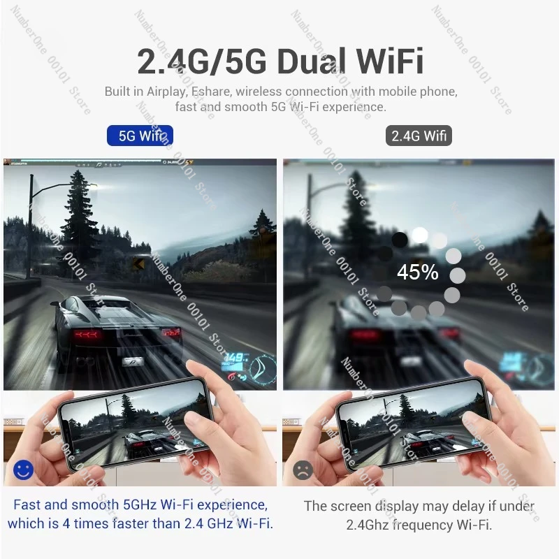 جهاز عرض خارجي بطارية قابلة للشحن عالي الدقة 1080P WIFI BT Mini Pico Android Video Smart Touch DLP محمول #3