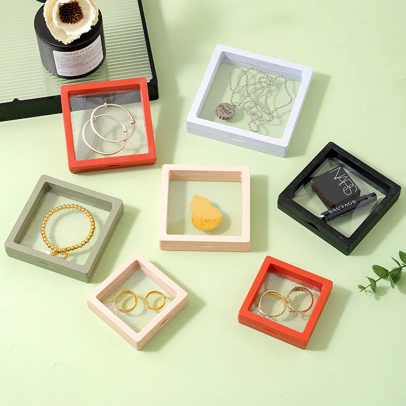 فيلم شفاف مجوهرات التعبئة مربع علقت حلقة أقراط عرض موقف حامل عملة جمع تخزين غشاء PET