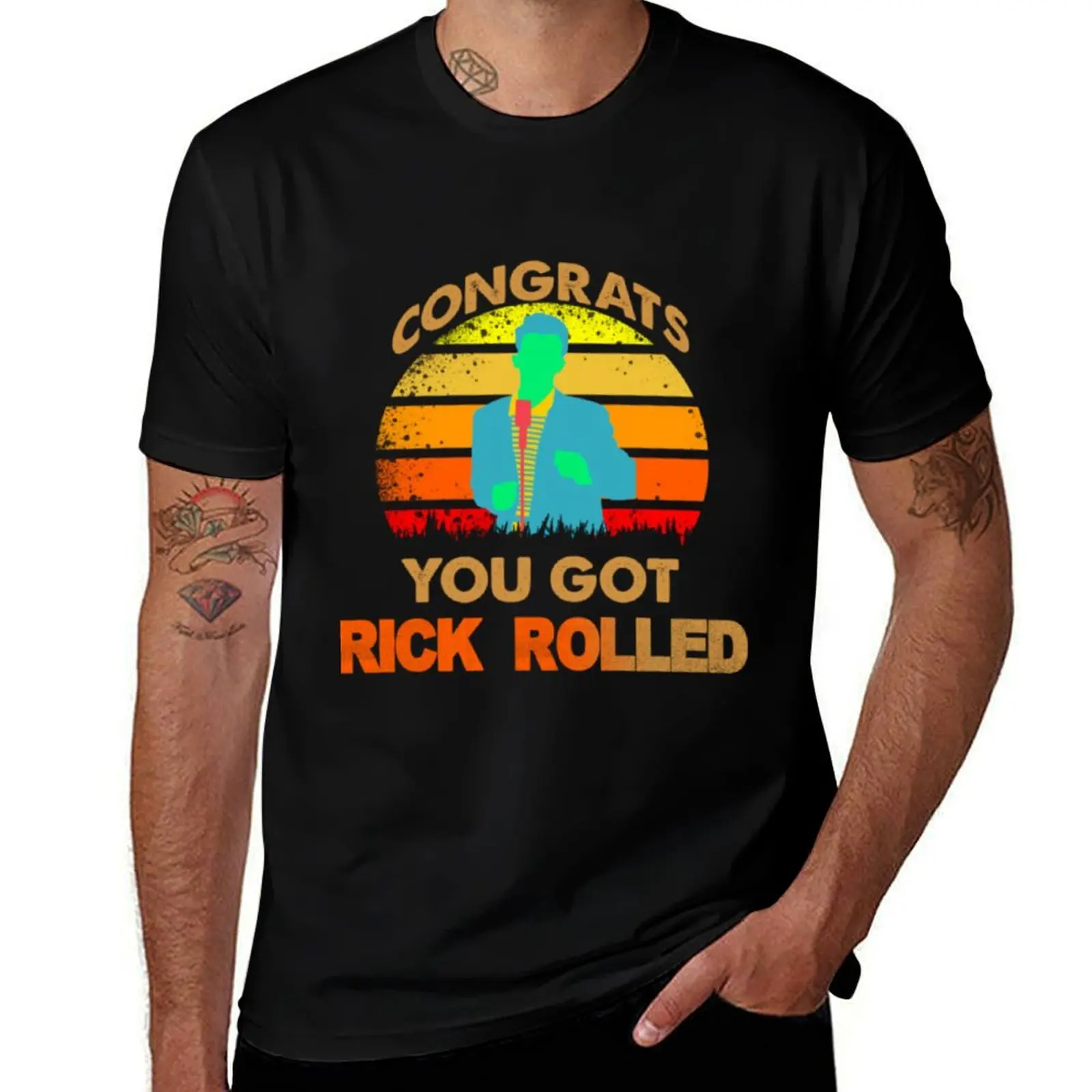 

Congrats You Got Rick Rolled Meme T-Shirt Minimalist Casual Short Sleeve Top