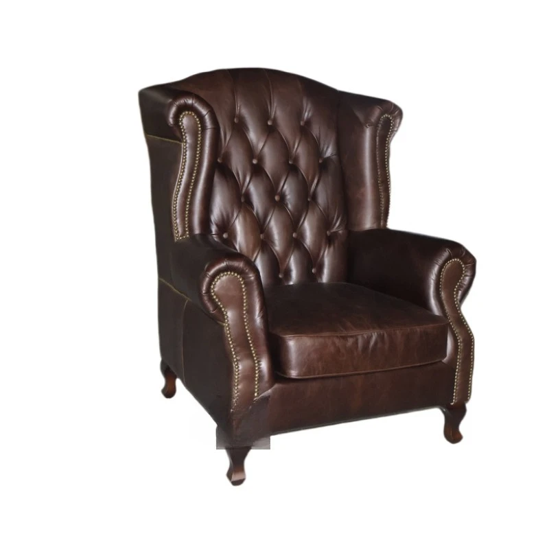 

Vintage American Pull-up Leather Solid Wood VIP Room President