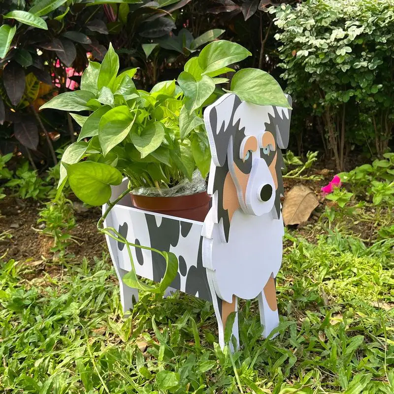 Australian Shepherd Dog Vase Pots DIY PVC Flower Planters Garden Dog Garden Planter Planter Decor Dog Pot Flower Shape Home