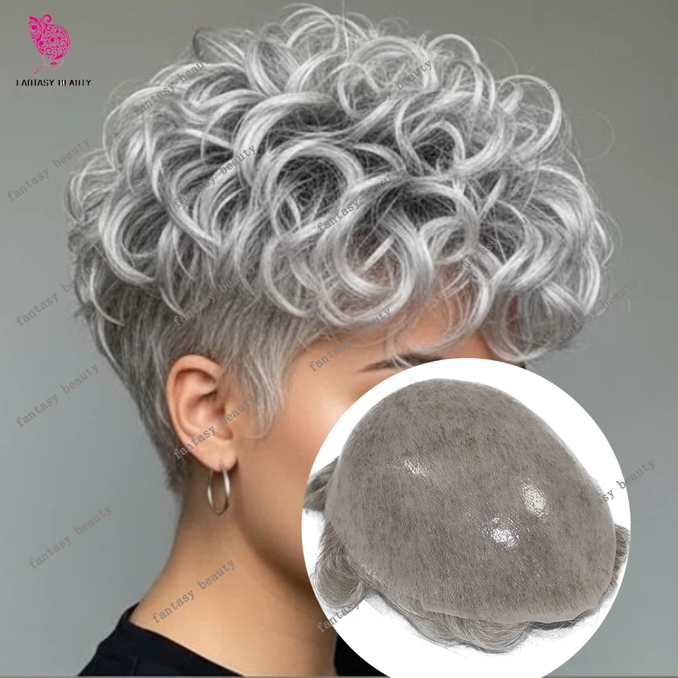 

28-миллиметровые кудрявые мужские бородки 1B80 # 550 # Серый прочный ультратонкий парик из натуральных волос толщиной 0,06 мм с прозрачной полиуретановой силиконовой системой и естественной линией роста волос
