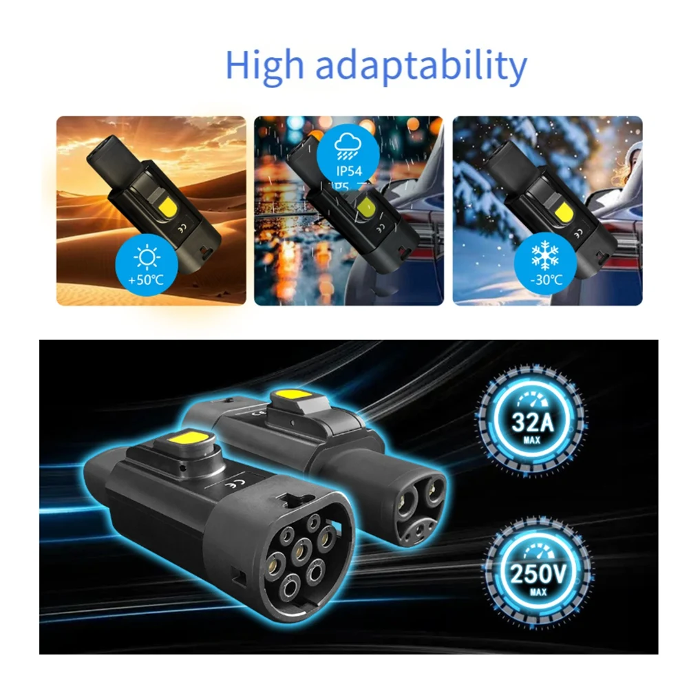 Fits for GB/T to NACS Adapter AC 32A 7kW for GB/T Chargers Fast Safe Charging to Charge -Standard Electric Vehicles Adaptor