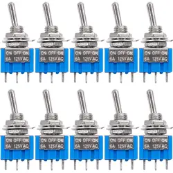 10Pcs SPDT Mini Toggle Switch10pcs 3 Pin 3 Position ON/Off/ON Miniature Toggle Switch AC 125V/6A toggle switch MTS-103