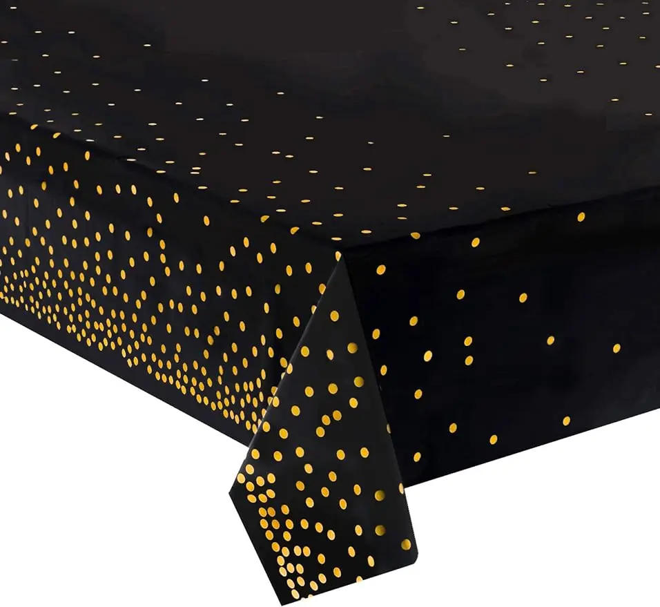 Black and Gold Tablecloths Tables Waterproof Disposable Party Table able Covers New Year Birthday Decoration