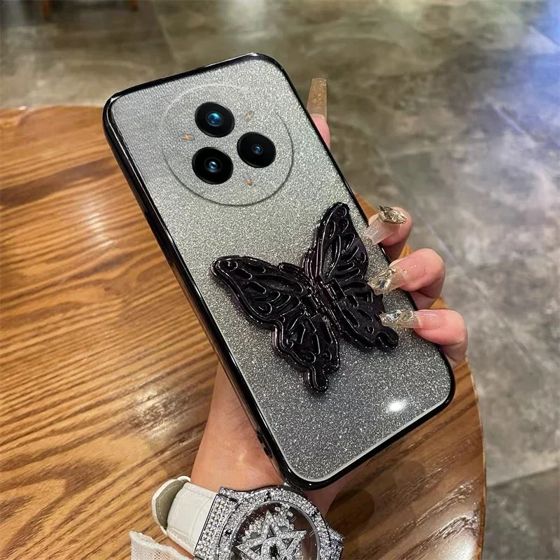 حافظة لهاتف Realme 14 Pro Plus 5G 14 X حافظة فاخرة على شكل فراشة لامعة لهاتف Realme 14X 14 Pro Plus غطاء خلفي ناعم #1