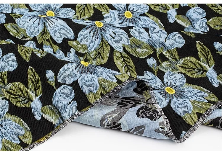 

1 ярд, жаккардовая швейная ткань с синим цветком, платье «сделай сам», пальто, сумка Cheongsam, дизайнерская ткань для одежды