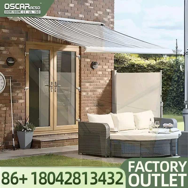 HighEnd Imported Fabric Full Cassette Retractable Waterproof Windproof Aluminum LED Electric Pergola for US Patio Terrace Retrac