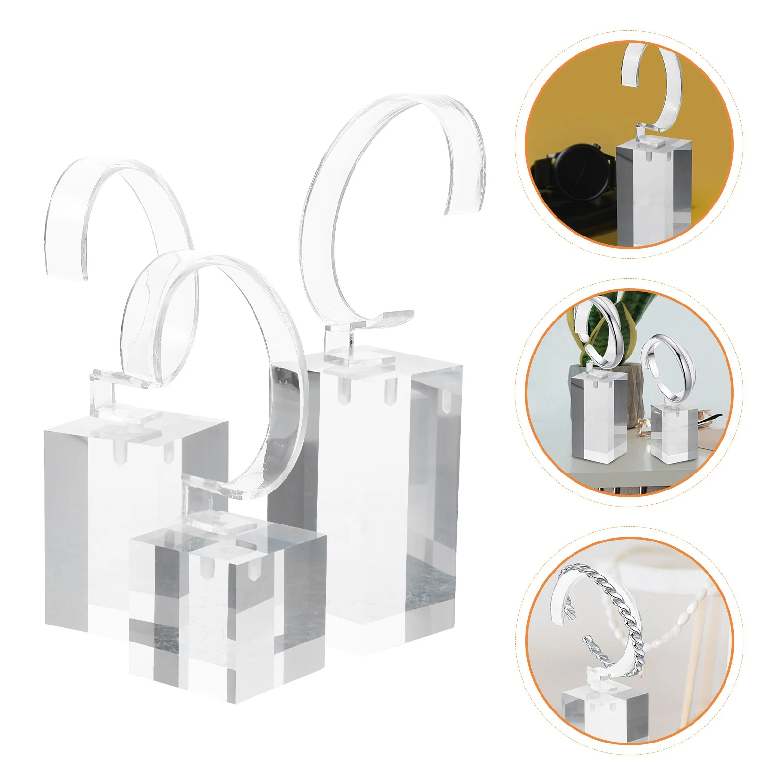 

3pcs Acrylic Bracelet Holder St Acrylic Small Transparent Bracelet Holder Desktop Jewelry Display Supply Accessory