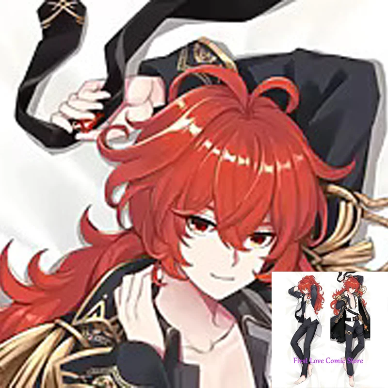 

Dakimakura Anime Pillow Case Genshin Impact Diluc Pillow Cover Halloween Christmas Decoration 2023