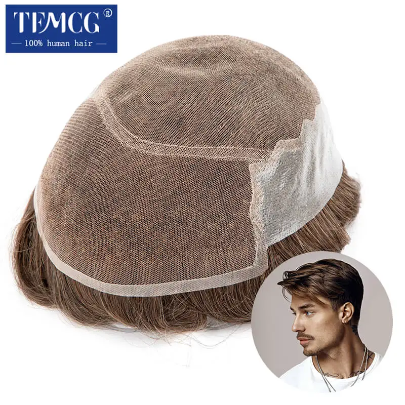 Toupee Men ha personalizzato i sistemi di sostituzione della protesi dei capelli maschili del merletto svizzero 100% parrucche del parrucchino dei capelli umani per i sistemi Exhuast degli uomini