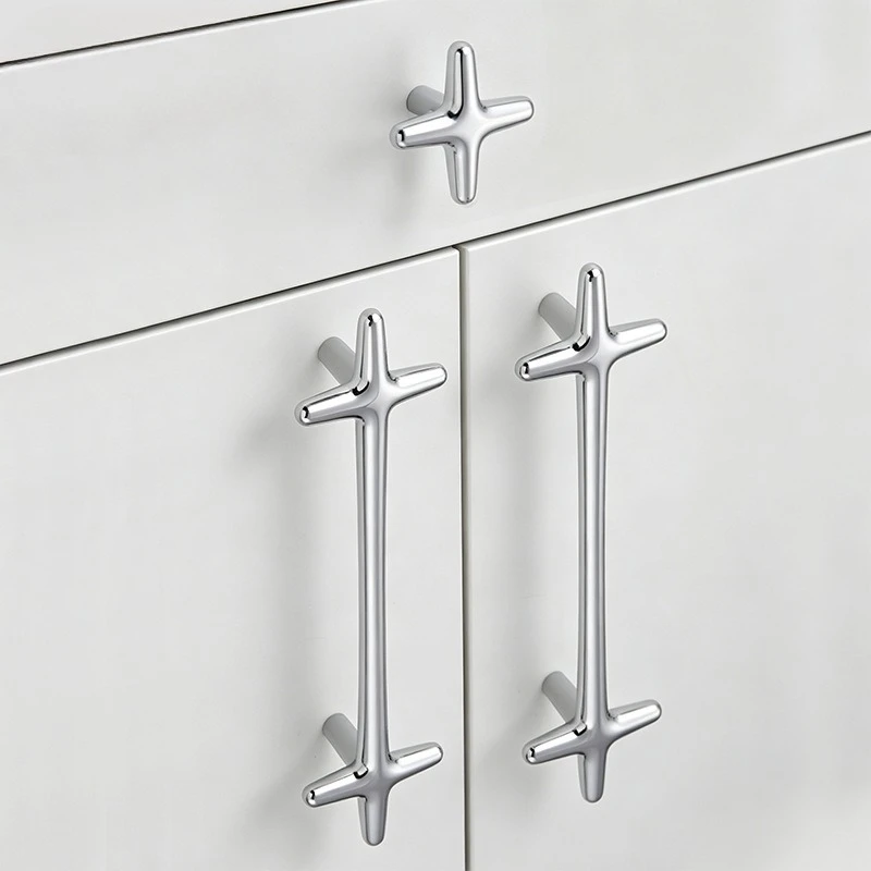 French Cream Wind Cabinet Cross Pulls Handle Modern Simple Wardrobe Door Light Luxury Cabinet Drawer Furniture Hardware Handle