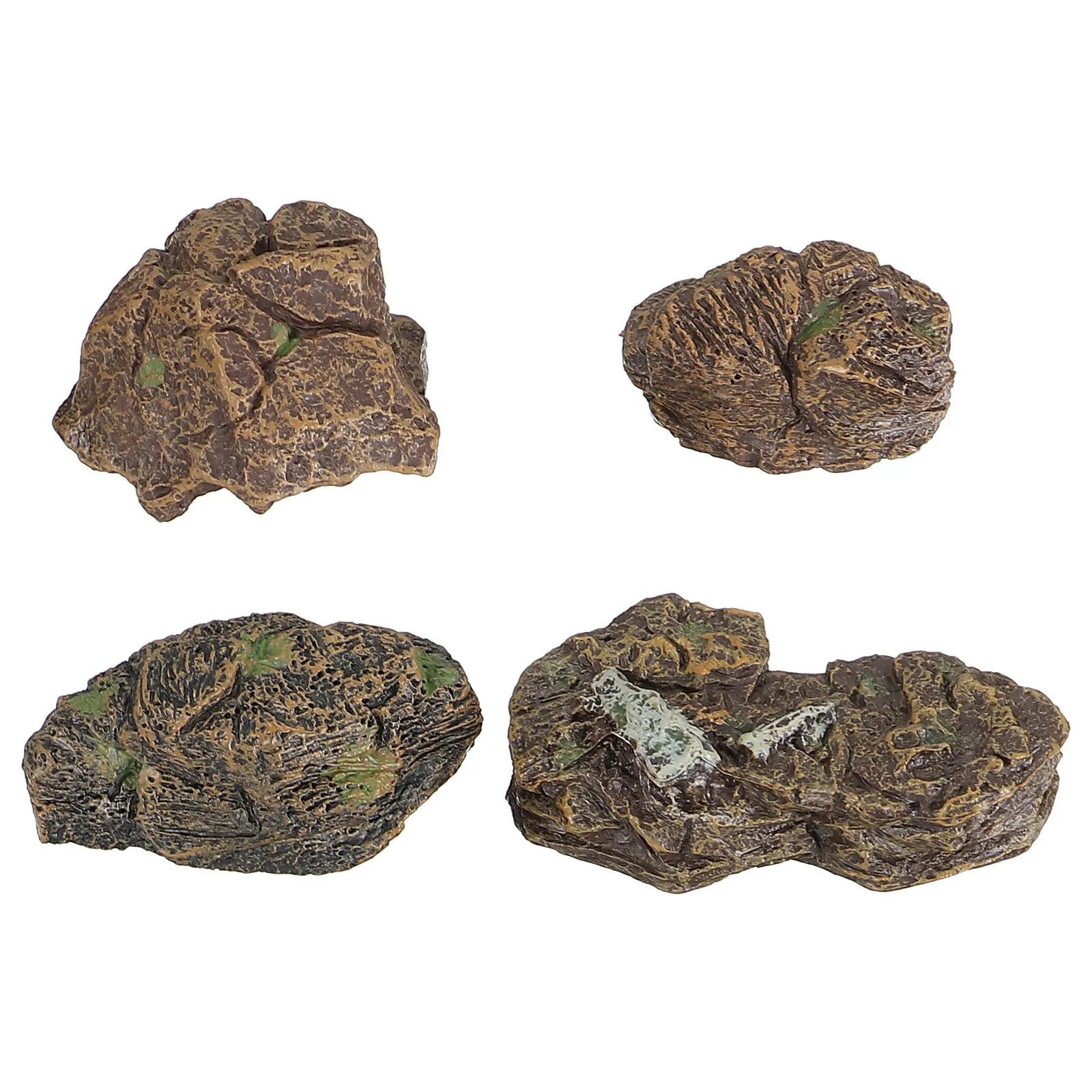 4Pcs Odorless Premium PVC Simulation Stones for Miniature Garden Decor Micro Landscape Fairy Terrarium Bonsai Succulent Moss