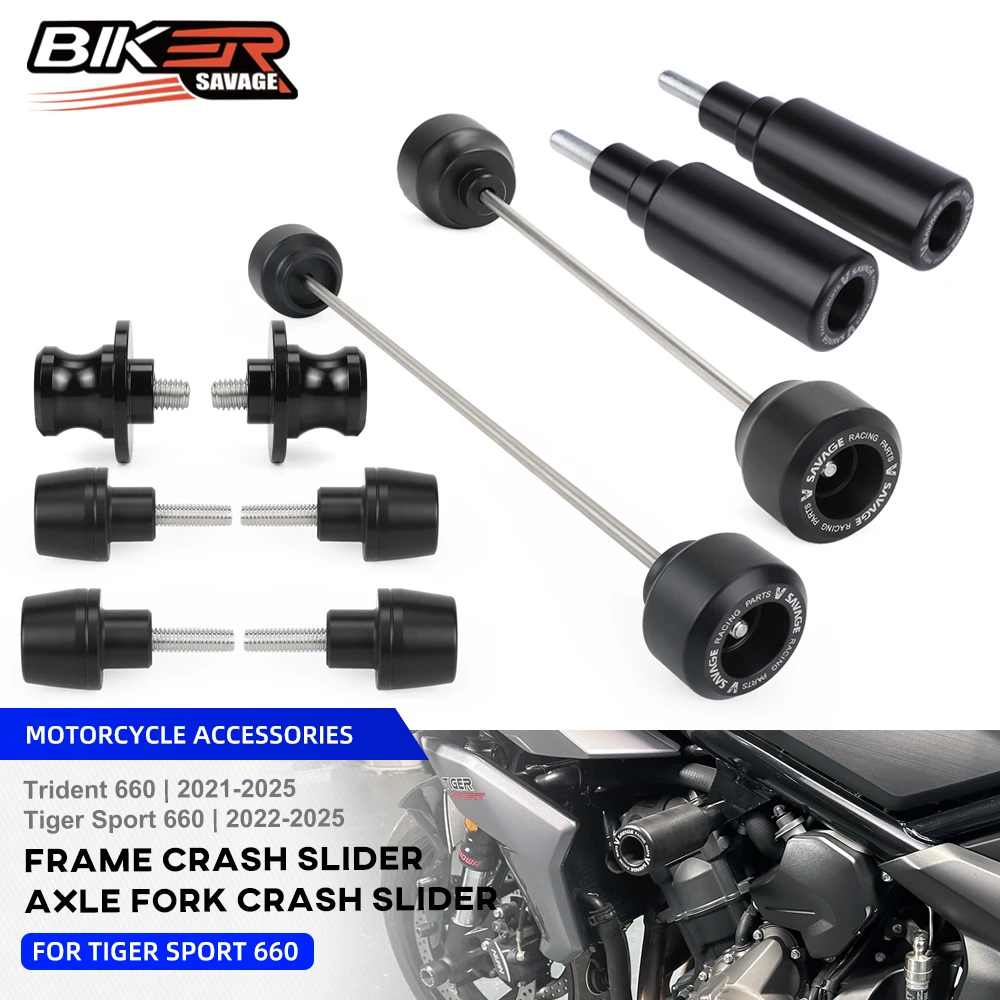 

2025 For Daytona 660 Frame Crash Slider Tiger Sport 660 Trident 660 2021 Rear Wheel Axle Sliders Front Wheels Hub Anti-Collision