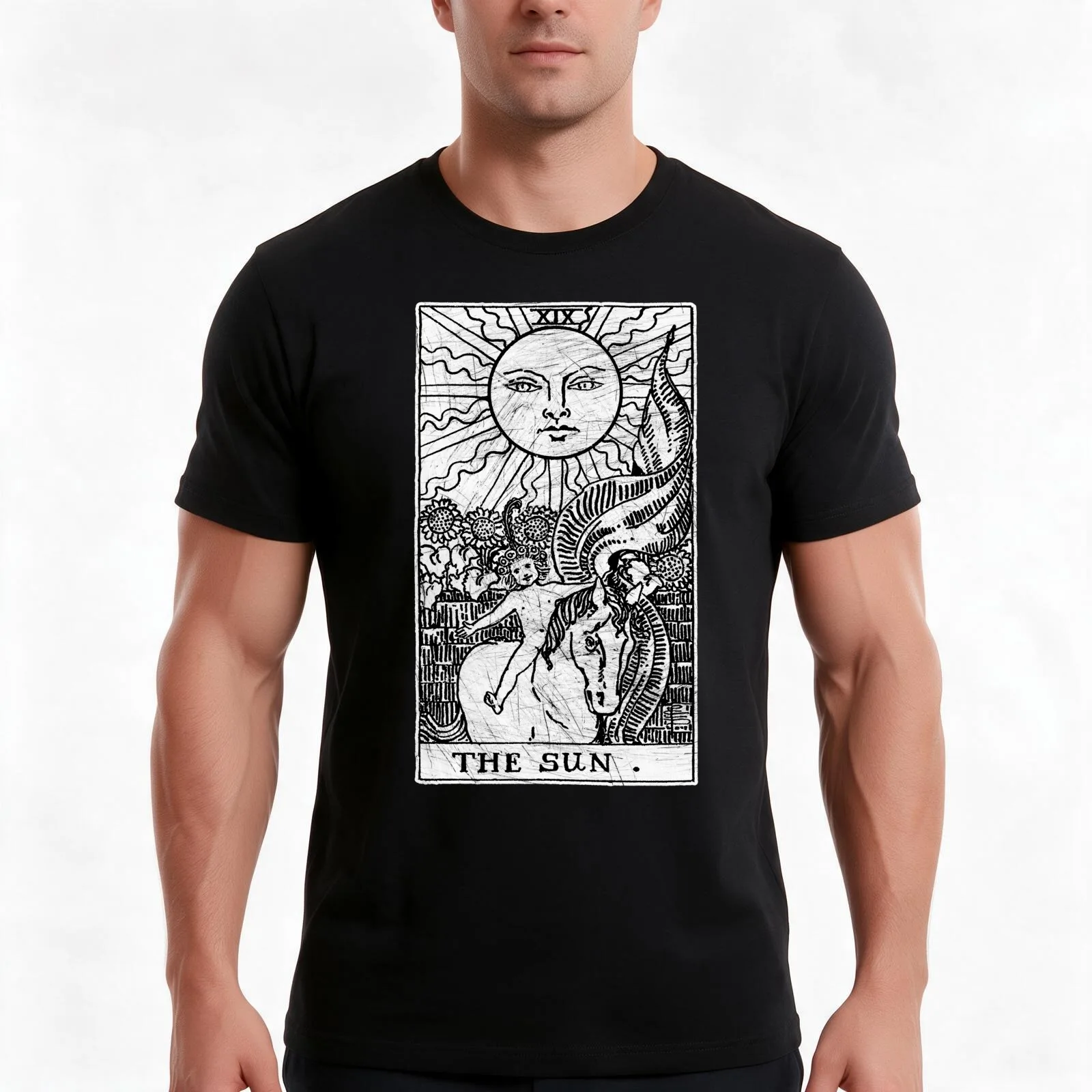 The Sun Tarot Card - Major Arcana - fortune telling - occult T-Shirt, Summer Casual Cotton Tee, Oversized Streetwear Tops