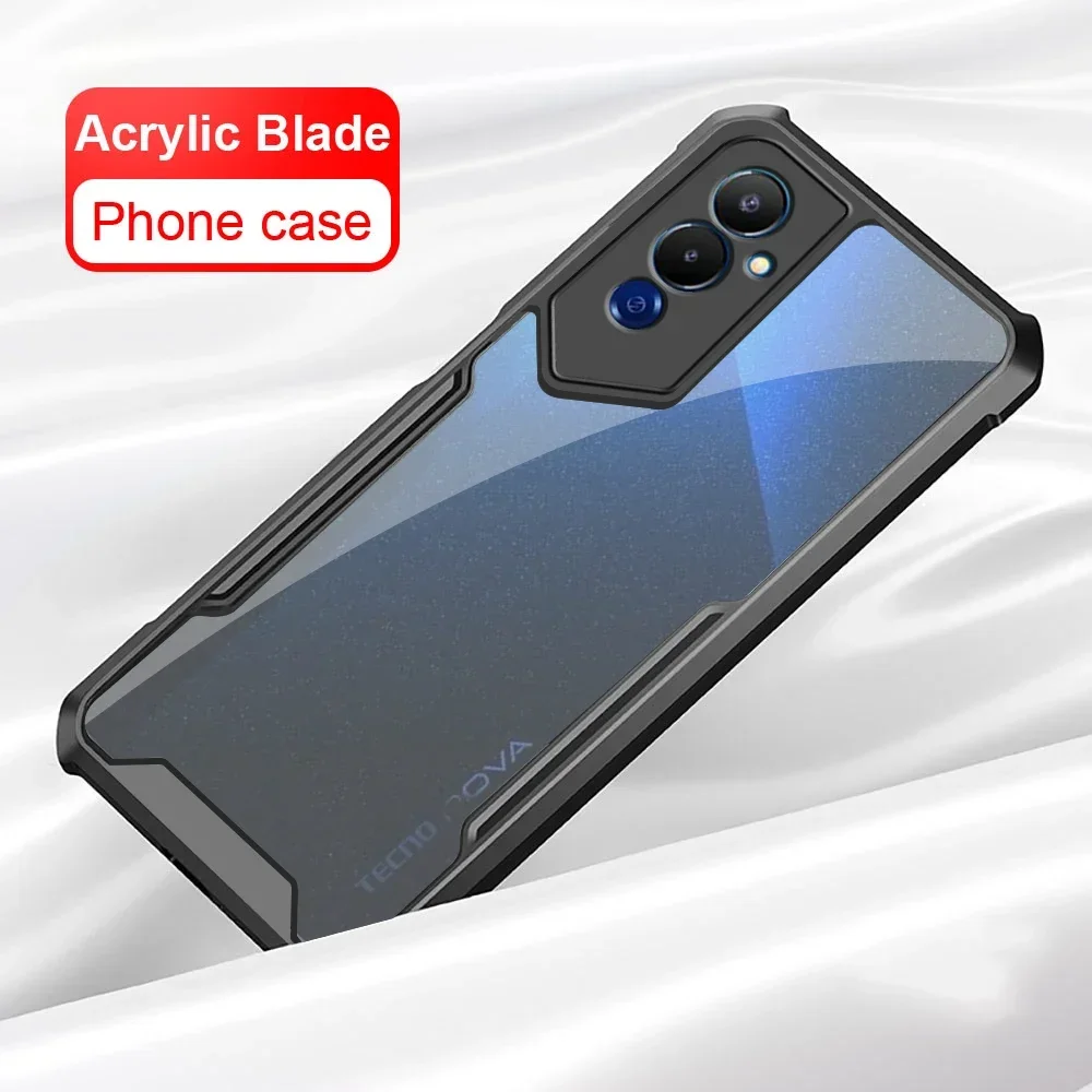 Acrylic Clear Case For Tecno Pova Neo 2 4 3 Pop 6 Pro Camera Protection Back Cover Pova4 Pova3 Neo2 4G Pop6pro Shockproof Fundas