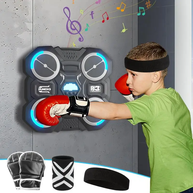 Music Punching Machine Wall Mounted Musical Punching Wall Boxing Musical Boxing Equipment With Gloves Headband And Sports Wrist