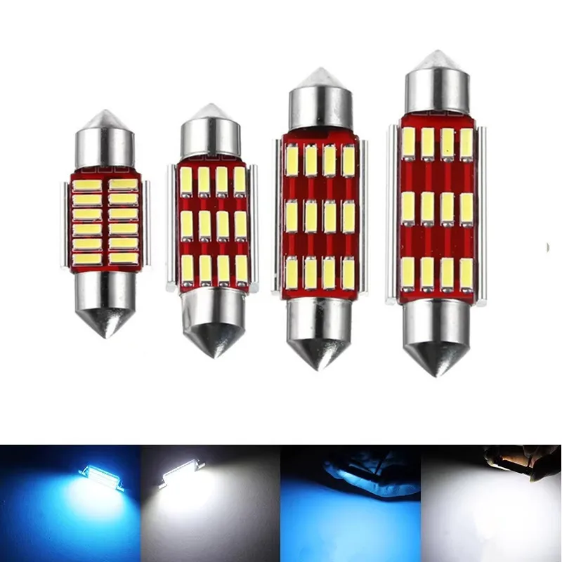 

100PCS LED Canbus Festoon 31mm/36mm/39mm/41mm 4014-12SMD Bulb 12V Auto Interior Reading Lamp License Plate Lights Car Dome Bulbs