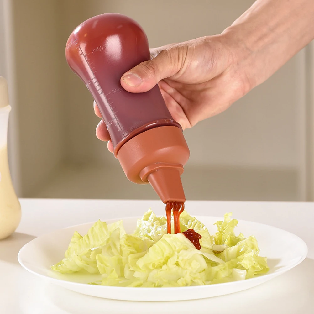 

3Pcs Transparent Plastic Squeeze Bottles 5 Hole Sauce Containers Kitchen Condiment Dispensers Ketchup Mustard Bottle