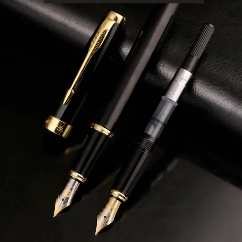 1-Piece Matte Black Fountain Pen, Gold Business Office High-End Signature Pen for Men and Women, Suitable for Calligraphy Practice, Corrosion-Resistant, Non-Fading, Reinforced Pen Body, Versatile for Daily Notes, Durable and Ink-Resistant