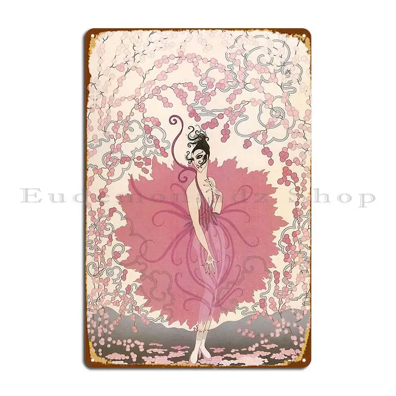 French Art Deco Flower Woman Sophisticated Fashion Art Metal Plaque Poster Wall Cave Customized Garage Club Tin Sign Poster