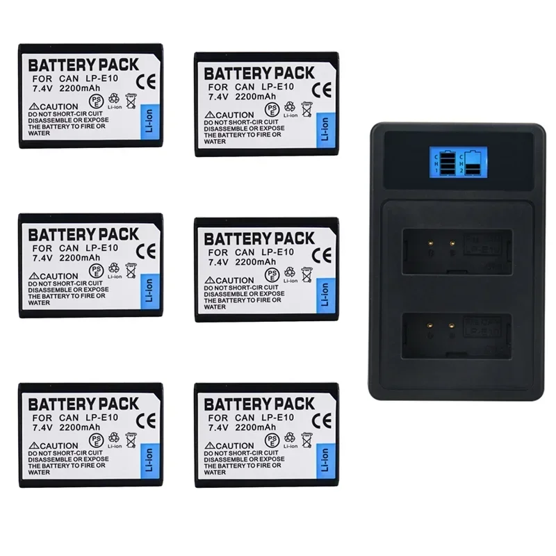 

7.4V 2200mAh Digital Camera LP-E10 LPE10 LP E10 Battery for EOS 2000D Battery 1300D Rebel T3 T6 KISS X50 X70 Canon 4000D Battery