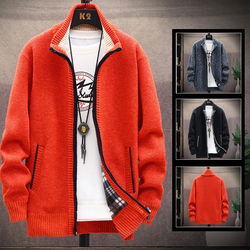2025 Winter Sweaters Men Warm Fleece Cardigan Sweater Jackets Autumn Male Clothing Casual Knitted Coat Plus Size M-4XL MY274