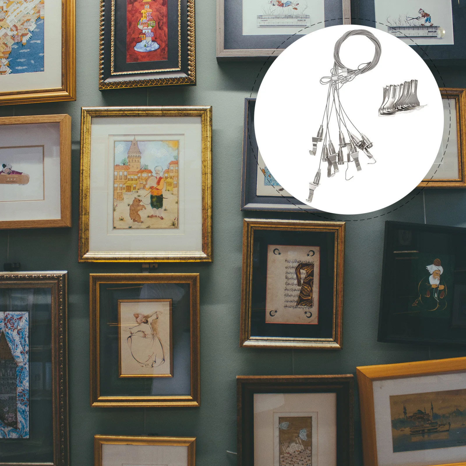 

10 Pcs Picture Rail Hook Stainless Steel Wire for Hanging Strips Frame Mirror Kit Pictures Travel