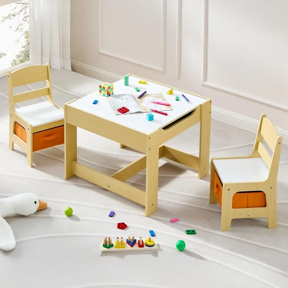 

3 In 1 Wooden Activity Table With Detachable Tabletop Toddler Table And Chair Set Kids Table And Chair Set With Storage Drawer