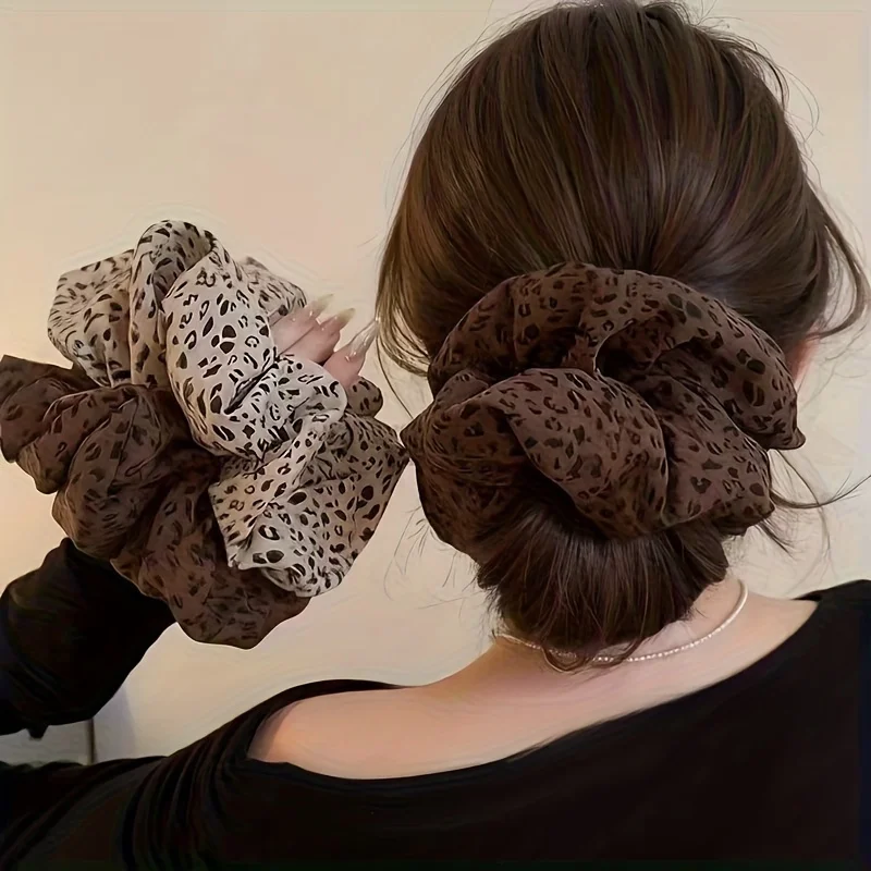 Large Leopard Print Hair Ties Fabric Headwear for Women'S Elegant Retro Style Headbands Suitable for Daily Wear Hair Accessories