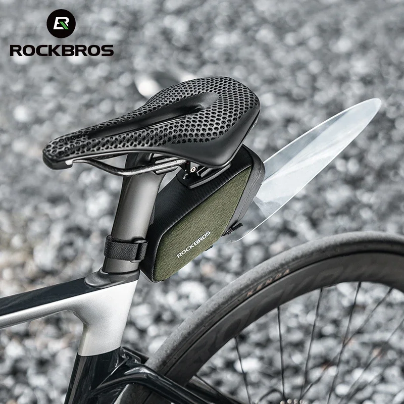 ROCKBROS Fahrradsatteltasche, 0,4 l, tragbarer Mini-Fahrradsitz, regensicher, Fahrrad-Hecktasche, MTB, Rennrad, Aufbewahrungstasche mit Kotflügel