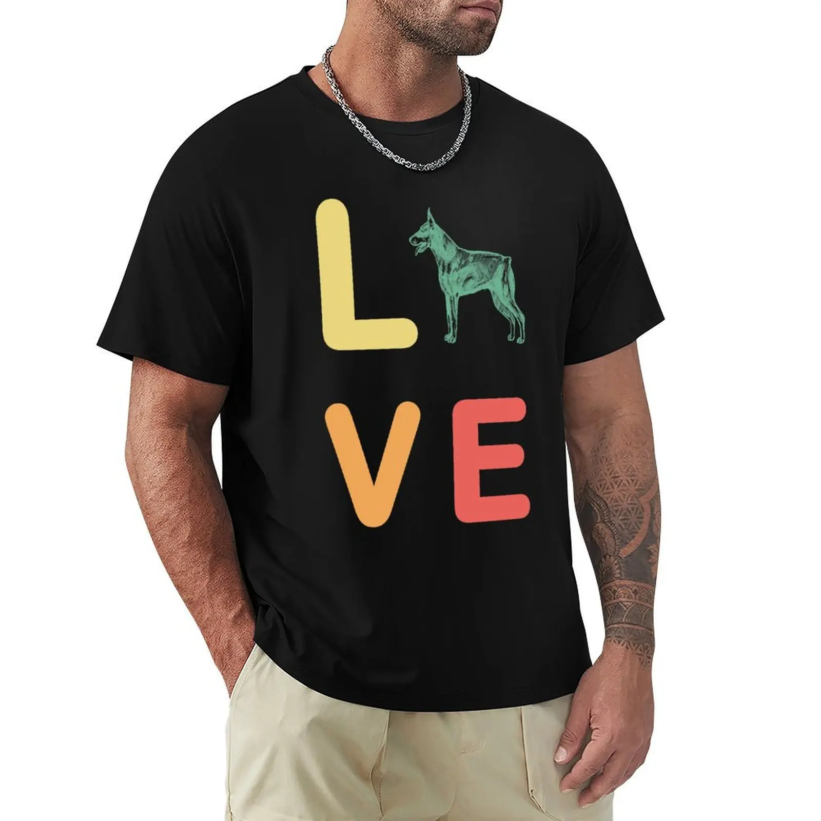 Love Doberman T-shirt oversizeds Short sleeve tee sublime korean fashion big and tall t shirts for men