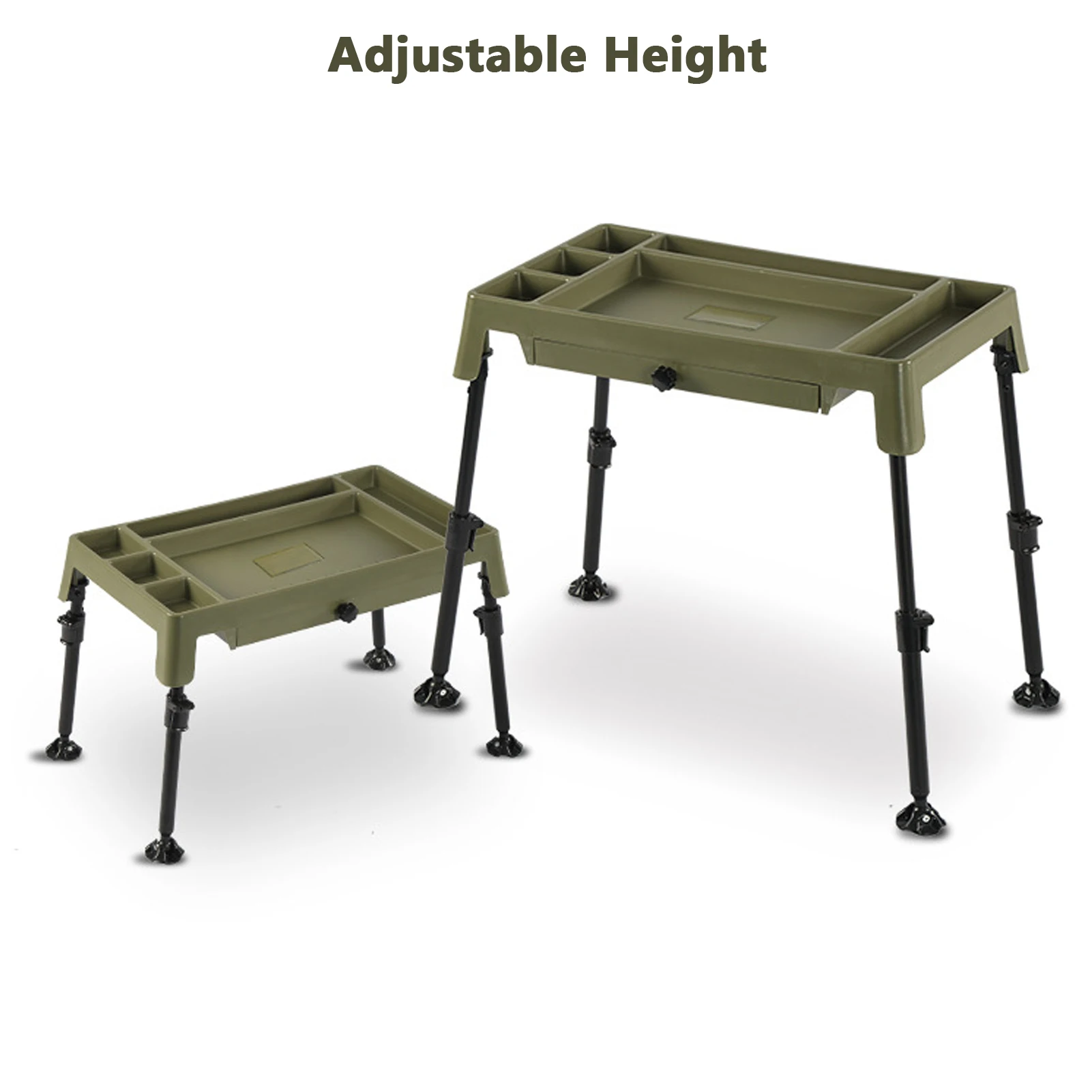 

Tent Table Double Layer for Fishing Accessories Storage with Height Adjustable and Portable Design Folding Camping Table