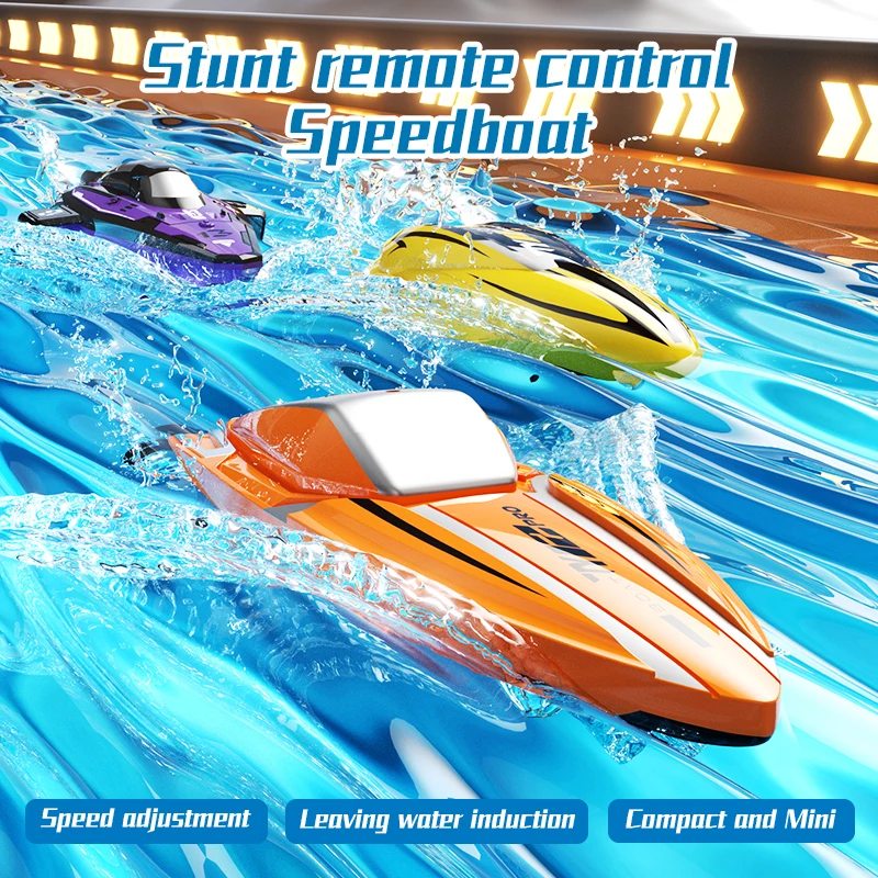 2.4G Mini Remote Control Boat Kids Toy Dual Motor High Speed Ship Waterproof RC Stunt Speedboat Children's Lake Pool Bathtub Toy