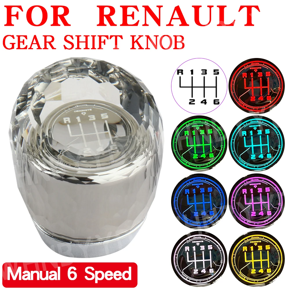 

Manual LED Crystal Gear stick shift knob gearbox Cover For Renault Clio Twingo Scenic Megane II Gearbox handle gear lever knob