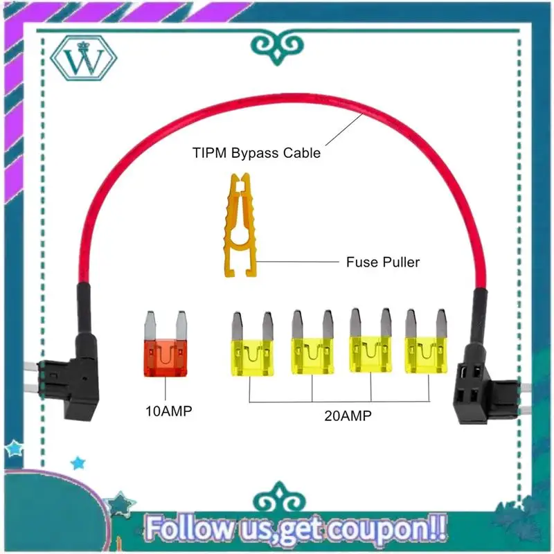 كابل تجاوز AA92-TIPM، محول فيوز حامل فيوز، كابل تجاوز مرحل مضخة الوقود لقطع غيار دودج رام جيب كرايسلر VW CBWPR0