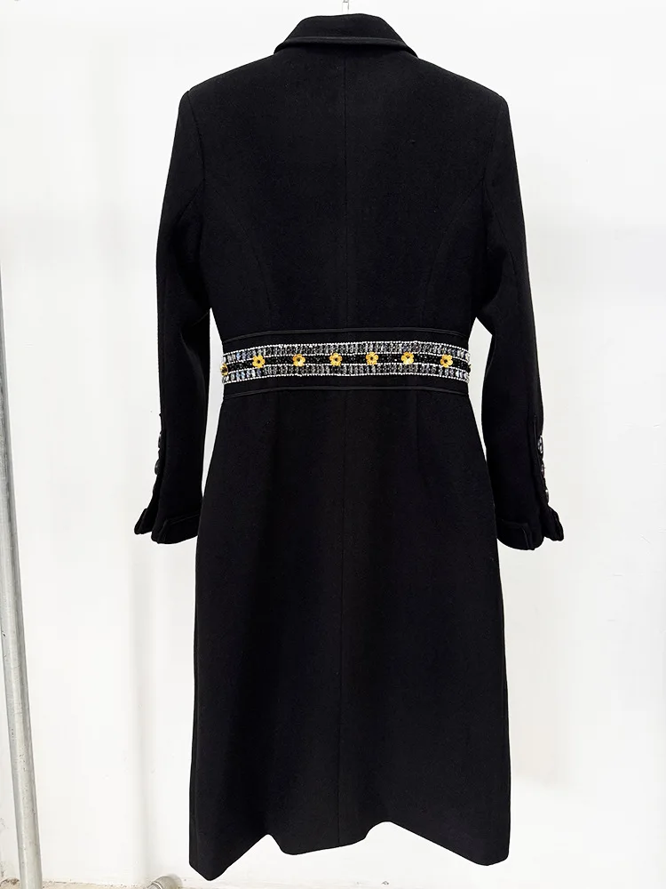 HIGH STREET Newest Fashion 2026 Designer Coat Women's Beaded Badges Wool Cashmere Overcoat