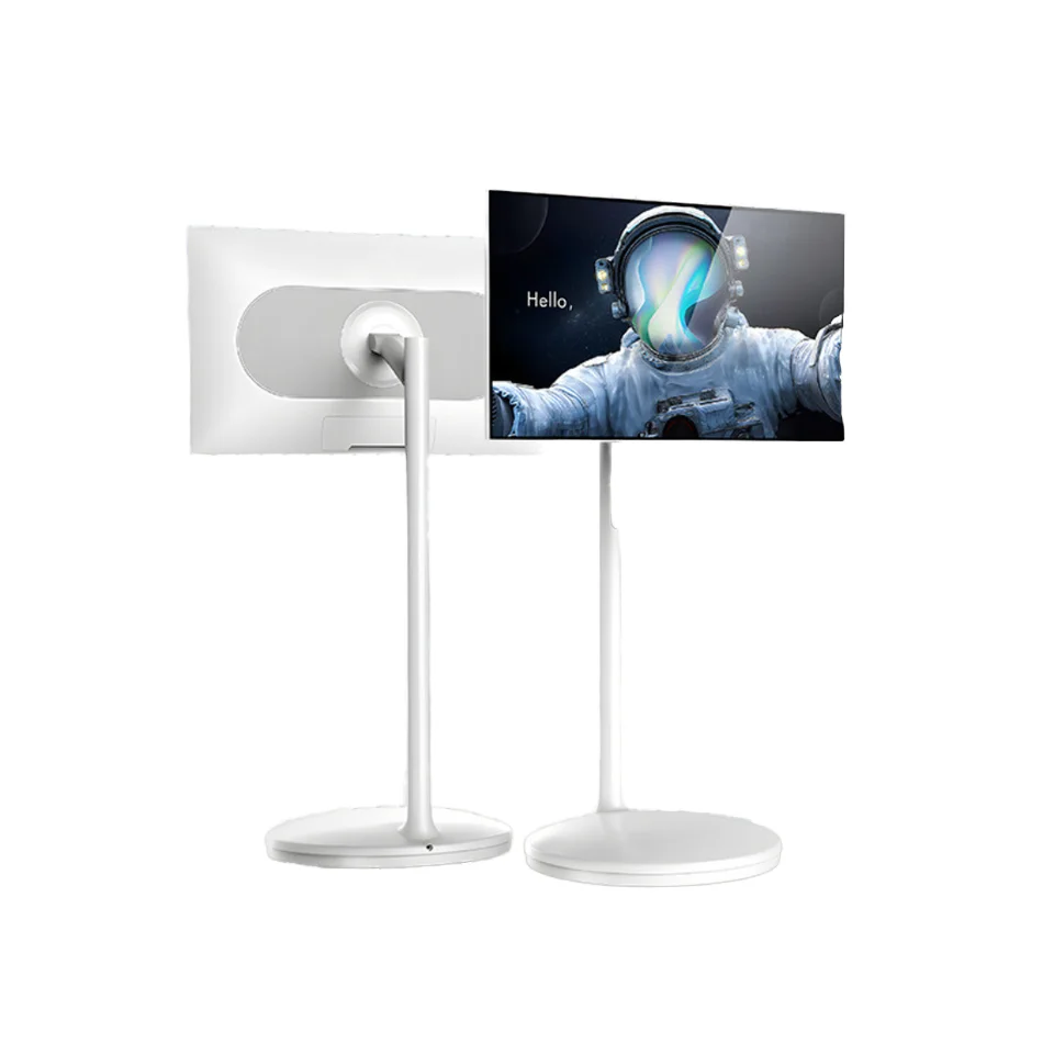 

32-дюймовый портативный телевизор Smart HDTV со светодиодной подсветкой, белый напольный видеоплеер, аккумулятор, функция Follow-by-Me