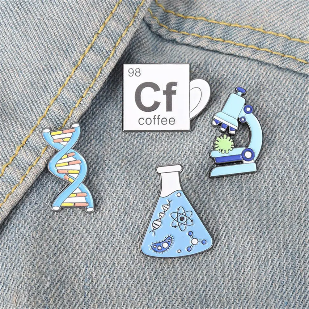 For Backpack Bag Chemical Molecular Microscope Enamel Pin Badges Brooches Science