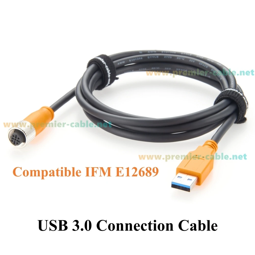 IP67 USB 3.0 A Macho para M12 B Código 5Pin Cabo de extensão fêmea 5Gbps Cabo de conexão USB 3.0 industrial compatível com IFM E12689